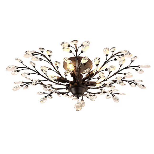 Oukaning 5-Light 30.7-in Black Crystal Branches Led, Semi mount light | Lowe's