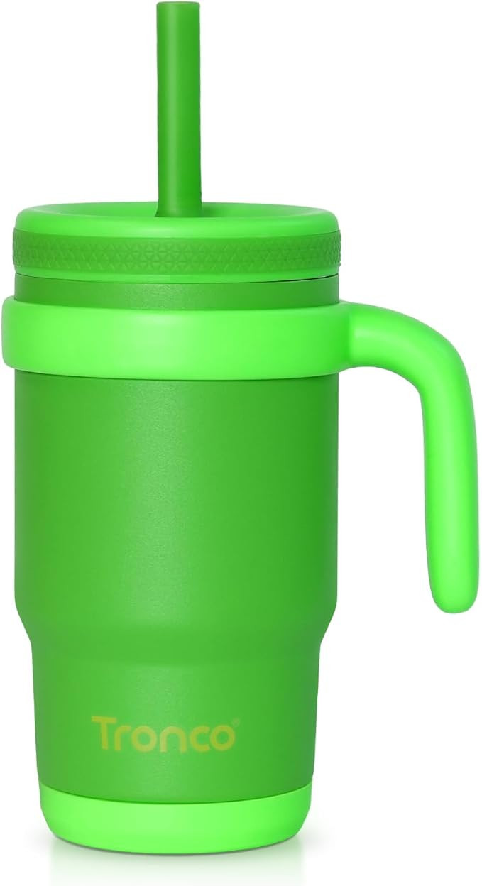 Tronco 14 oz Kids Insulated Tumbler with Handle & Spill Resistant Flexible Straw, BPA-Free Stainl... | Amazon (US)