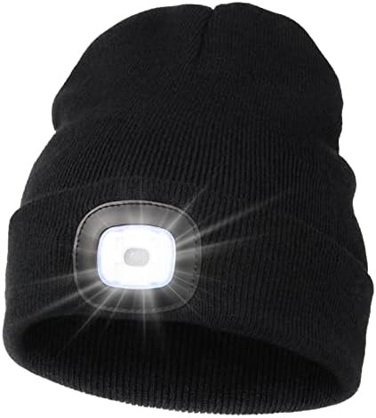 Unisex Beanie Hat with Light, USB Rechargeable Hands Free LED Headlamp Hat, Knitted Night Light B... | Amazon (US)