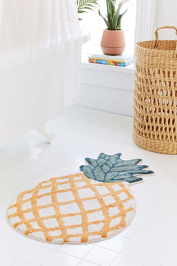 Pineapple Shaped Bath Mat - Gold at Urban Outfitters | Urban Outfitters (US and RoW)