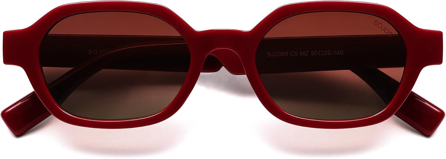 SOJOS Retro Polarized Hexagonal Rectangle Sunglasses Women Men SJ2389,Small | Amazon (US)