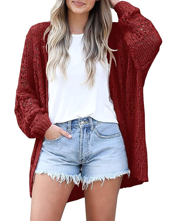 Mafulus Women's Crochet Cardigan Kimono Boho Long Sleeve Lightweight Soft Oversized Open Front Kn... | Amazon (US)
