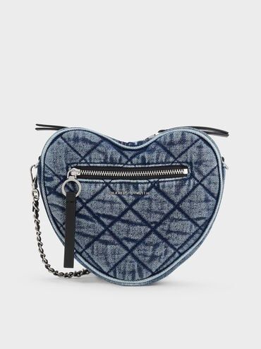 Philomena Denim Quilted Chain-Handle Bag | Charles & Keith US