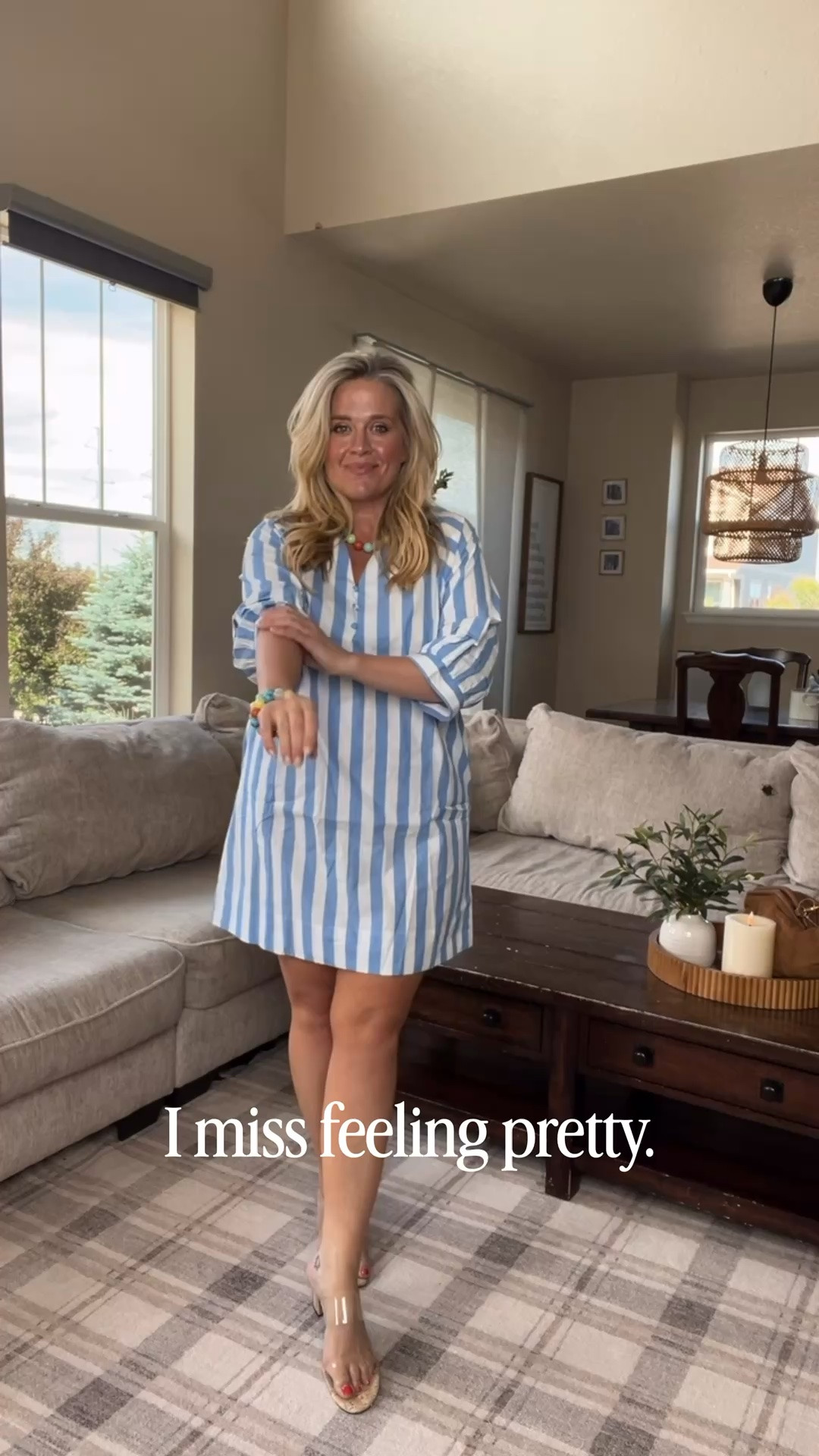 ✨Tap the bell, save and ❤️ for over 40 fashion, midlife style, midsize fashion and luxury looks for less. 

I miss feeling pretty.

Not younger.

Not thinner.

Pretty.

Somewhere between the heat, the belly, and changing bodies, getting dressed stopped feeling easy.

Every outfit felt like a choice between staying cool and hiding what I was insecure about.

Then I found this dress.

A dress that skims instead of clings.

A dress that keeps me cool without making me feel exposed.

A dress that made me stop focusing on what I wanted to hide and start focusing on how I felt.

Comfortable.

Confident.

Beautiful again.

That’s the power of Outfit Physics™.

✨ Lift the eye.

✨ Skim the body.

✨ Balance proportions.

Because style isn’t about looking smaller.

It’s about feeling like yourself again.

👑 Helping you look good, feel good.-Lindsey Denver   

Check back daily for belly-friendly style, confidence, and Outfit Physics™.

#LTKOver40 #LTKMidsize #LTKPlusSize

Comment SHOP below to receive a DM with the link to this post on my LTK ⬇ https://liketk.it/6fR4C