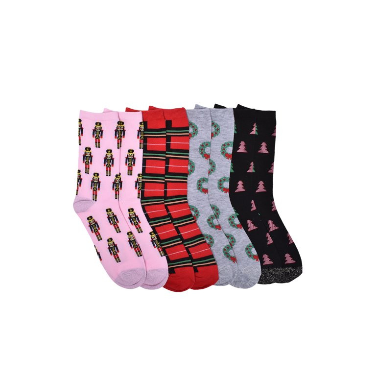 Holiday Time Women's Crew Socks, 4-Pack, Sock Sizes 4-10 | Walmart (US)