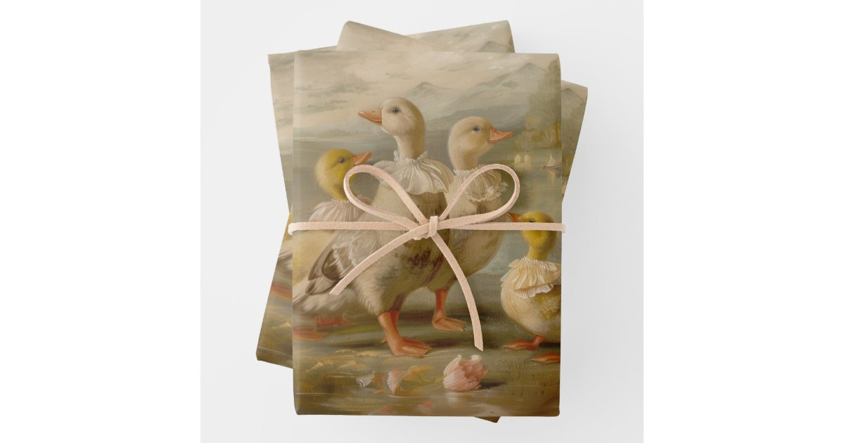 Ducks - Oil Painting Style Wrapping Gift Paper  | Zazzle | Zazzle