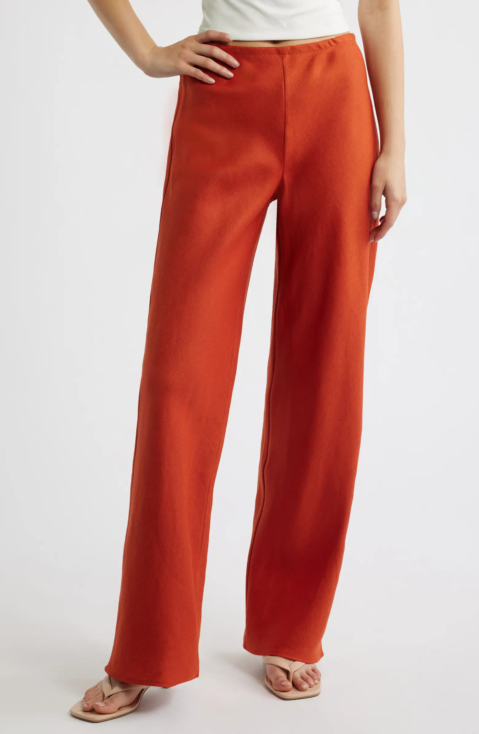 Gale High Waist Linen Pants | Nordstrom