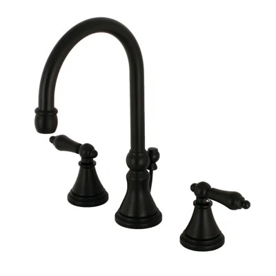 Kingston Brass Governor Two-Handle 3-Hole Deck Mount Widespread Bathroom Faucet with Brass Pop-Up Drain | Wayfair North America