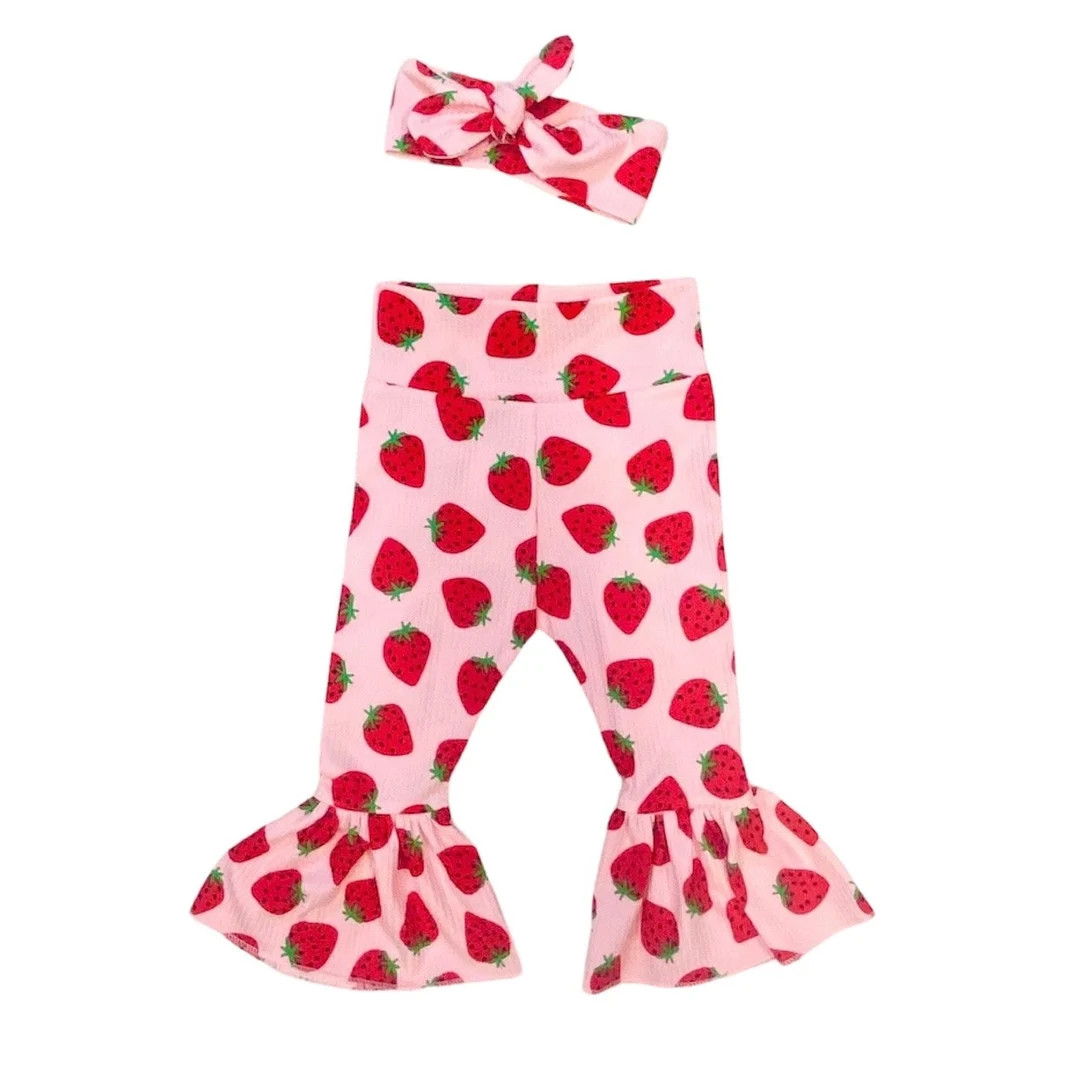BERRY sweet high waisted bell girls leggings, very berry birthday, sweet one strawberries ruffle ... | Etsy (Global)