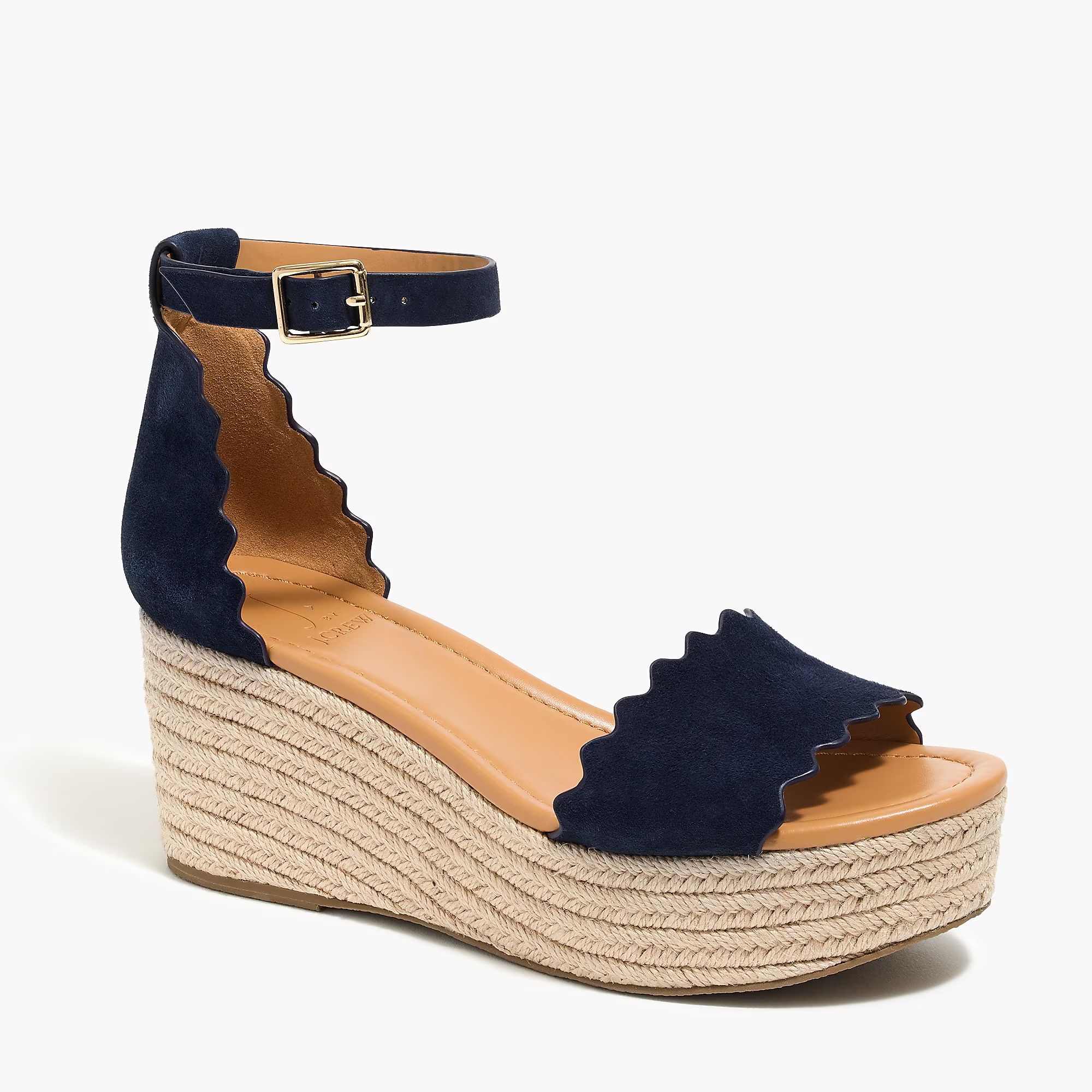 Suede scalloped flatform espadrilles | J.Crew Factory