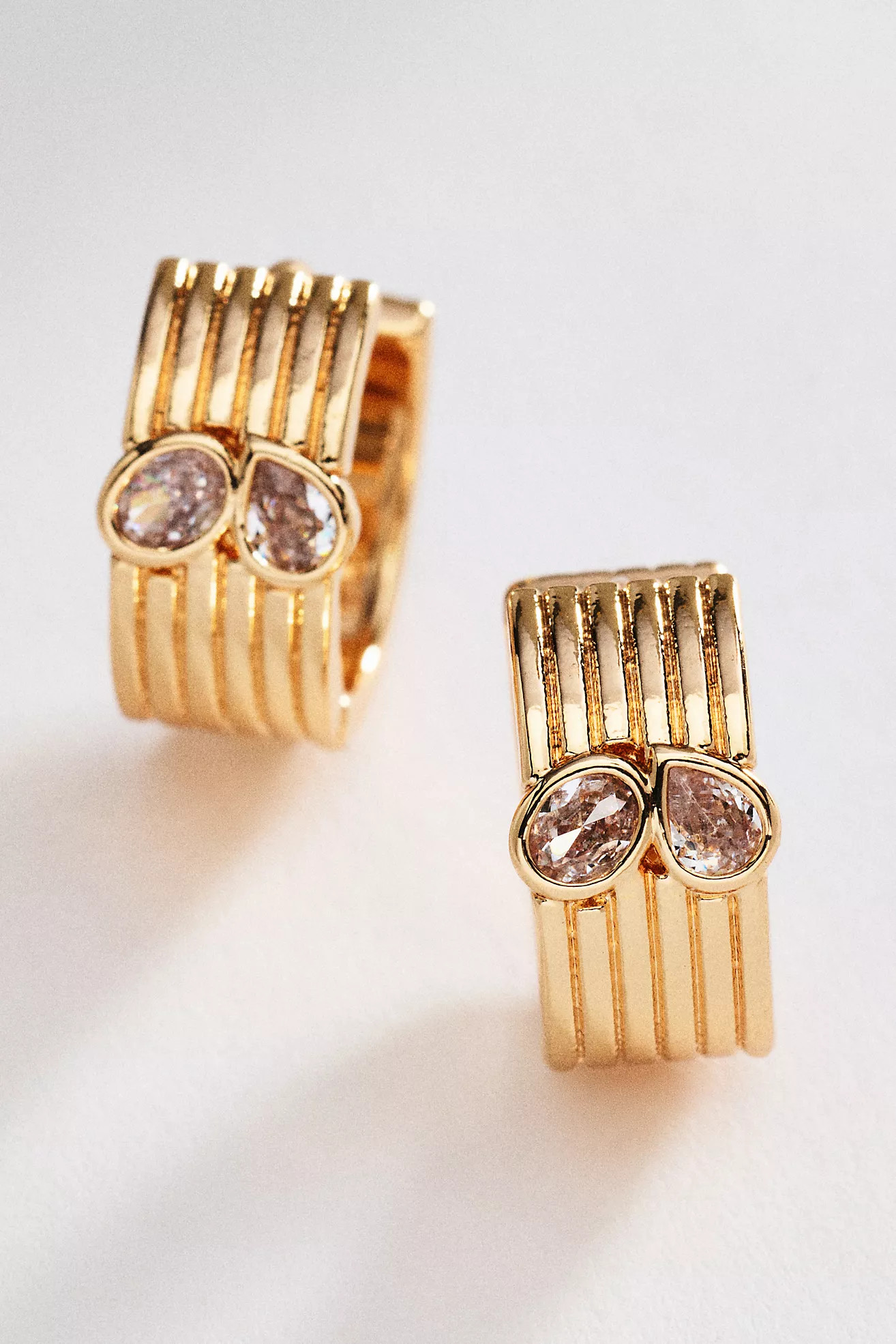Ribbed Crystal Huggie Earrings | Anthropologie (US)