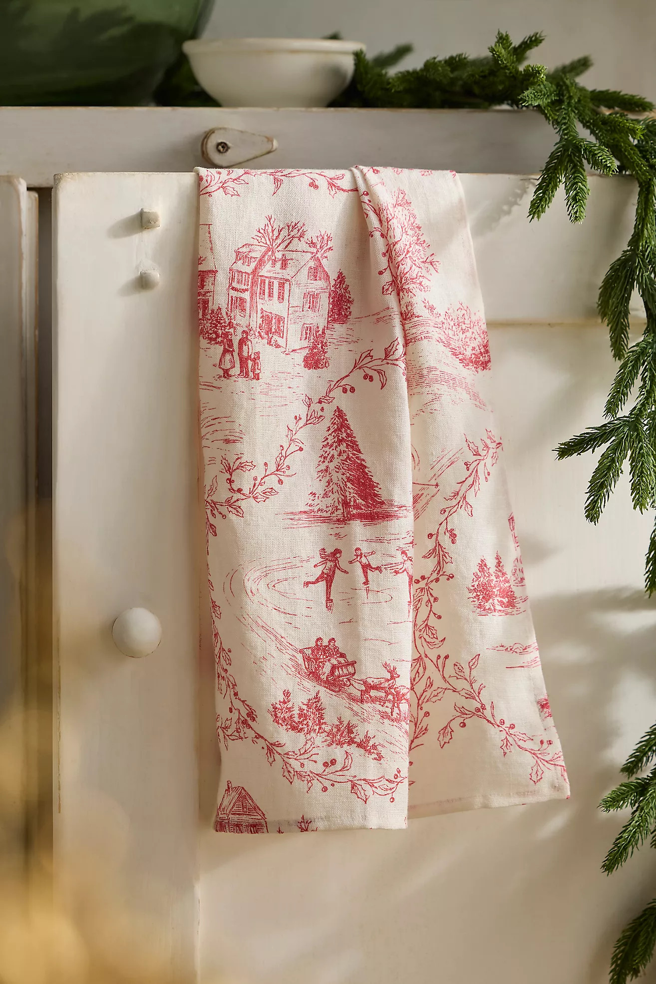 Terrain Holiday Toile Linen Dish Towel | Anthropologie (US)