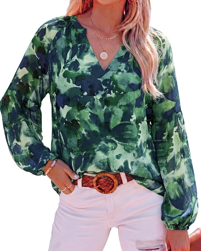 BTFBM Floral Blouses for Women Dressy Casual | V Neck Lightweight, Boho Long Sleeve Shirts, Weddi... | Amazon (US)