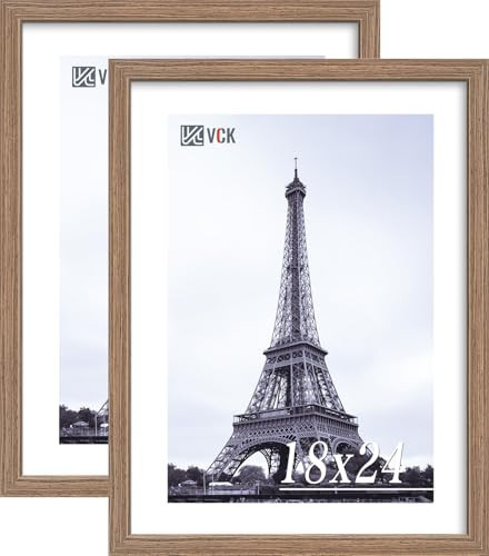 VCK 18x24 Walnut Poster Frame - 2 Pack, Wide Wood Frame with Exclusive Wood Grain, Polished Plexiglass for Vertical or Horizontal Wall Display of Photos, Prints, Pictures, Studio, Gallery, Home | Amazon (US)
