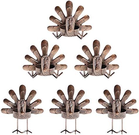 MorTime 6 Pack Turkey Tealight Candleholders, Thanksgiving Tabletop Sitting Standing Turkey Tea Ligh | Amazon (US)