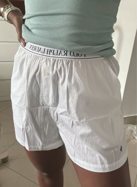 A cute find. White boxer shorts 

#LTKfindsunder100