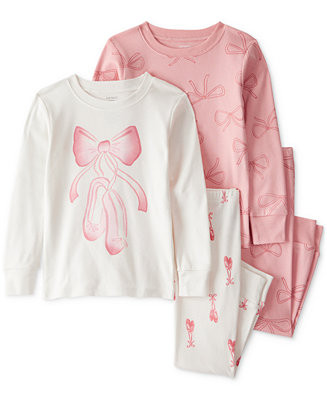 Carter's Toddler Girls Ballerina-Print Snug-Fit Cotton Pajamas, 4 Piece Set - Macy's | Macy's
