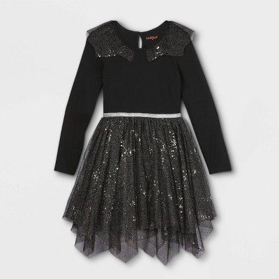 Girls' Knit Long Sleeve Tulle Dress - Cat & Jack™ Black | Target