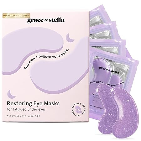 grace & stella Under Eye Masks for Dark Circles (Purple, 24 Pairs) - Gel Eye Mask with Retinol - ... | Amazon (US)