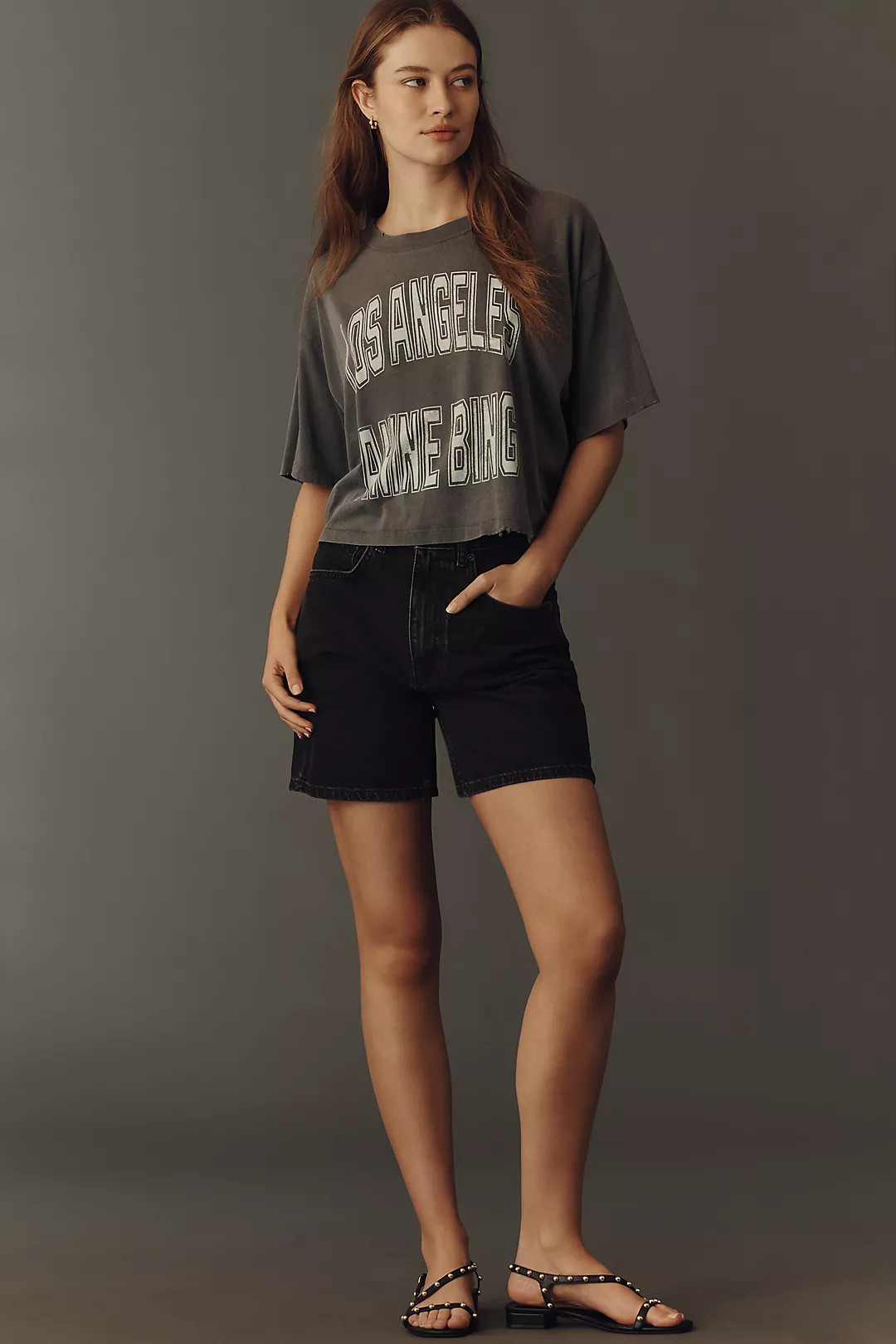 Anine Bing Johnny 100% Cotton Cropped Graphic Tee | Anthropologie (US)