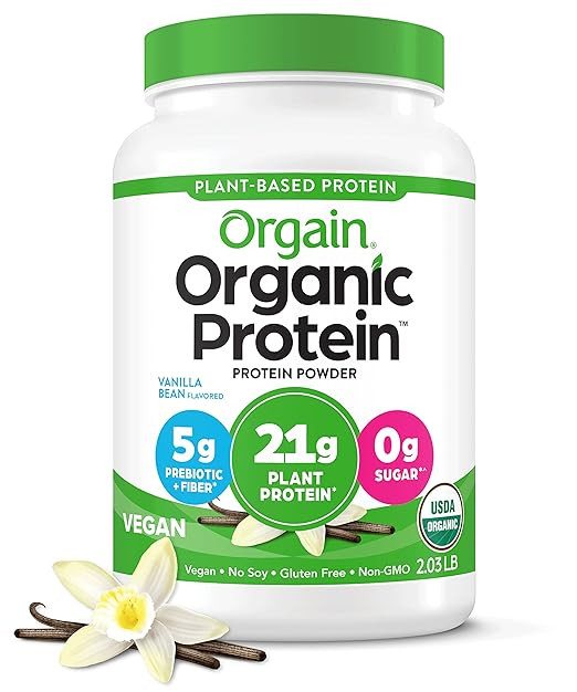 Orgain Organic Vegan Protein Powder, Vanilla Bean - 21g of Plant Based Protein, Low Net Carbs, Gl... | Amazon (US)