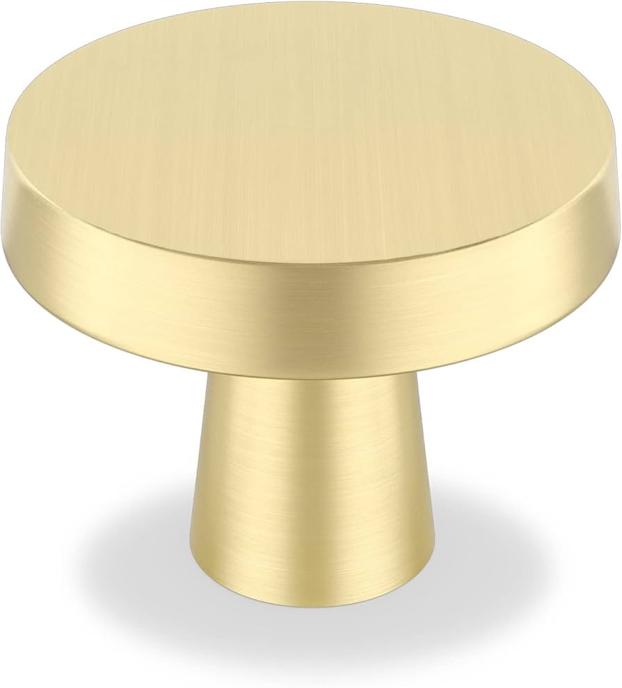 OYX 6PACK Brushed Brass Round Gold Drawer Knobs for Cabinet and Dresser Drawers Cabinet Hardware ... | Amazon (US)