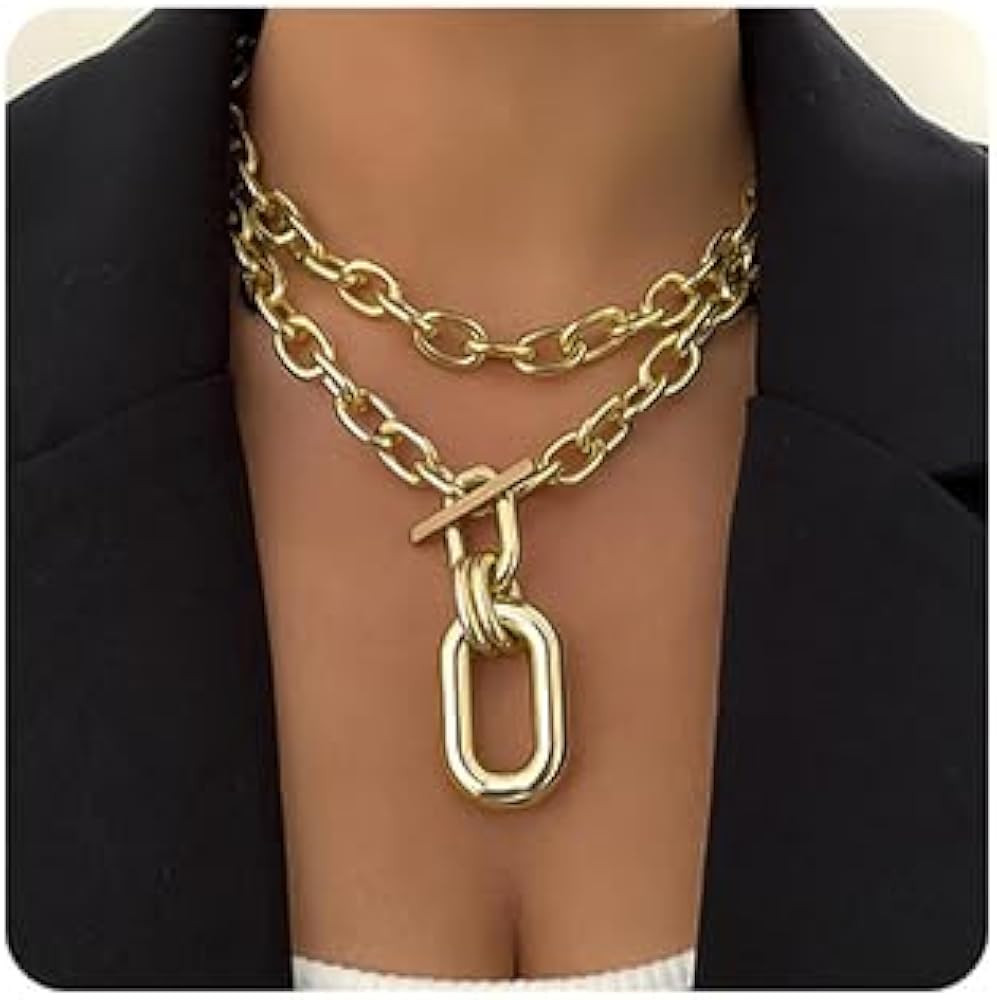 Punk Choker Necklace Chunky Chain Link Necklace for Women | Amazon (US)