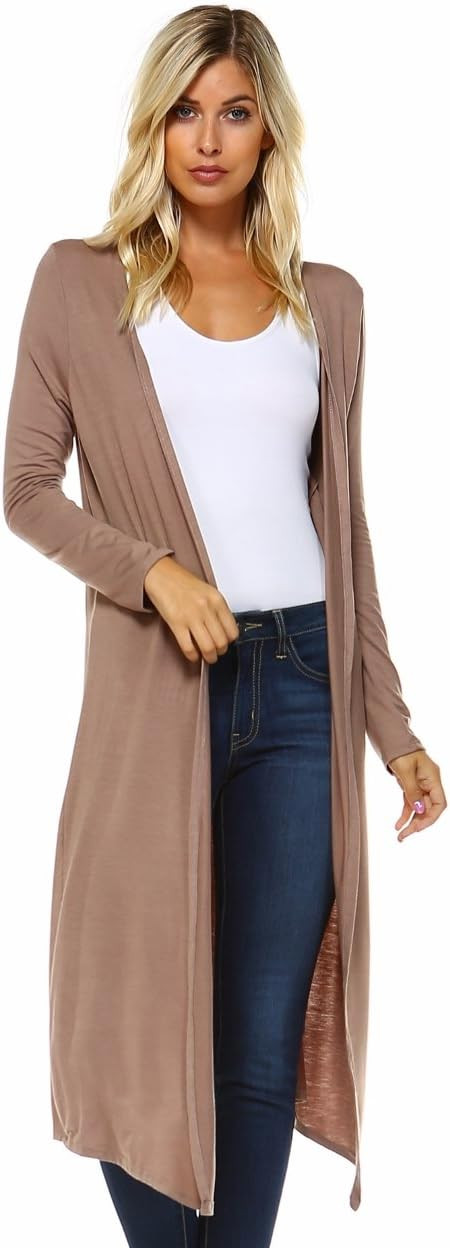Issac Liev Isaac Liev Trendy Extra Long Duster Soft Lightweight Cardigan - Made in The USA | Amazon (US)