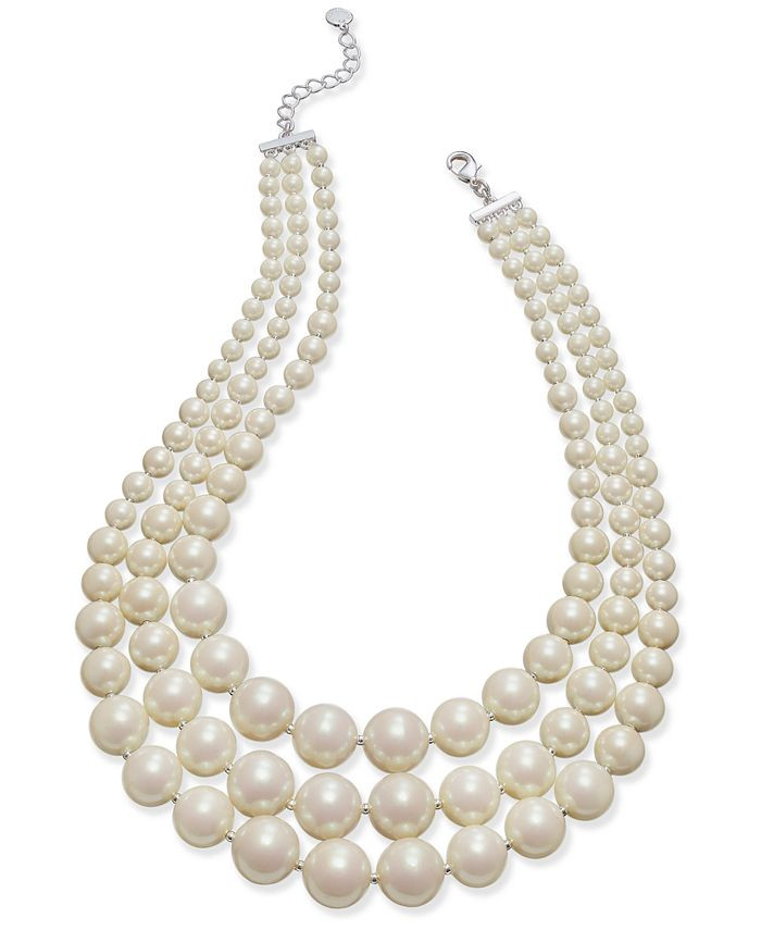 Charter Club Imitation Pearl Three-Row Collar Necklace, Created for Macy's  & Reviews - Necklaces... | Macys (US)