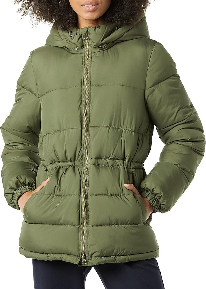 Amazon Essentials Women's Heavyweight Quilted Hooded Puffer Winter Jacket with Adjustable Waist | Amazon (US)