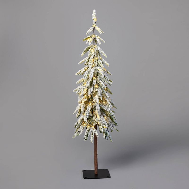 4' Pre-Lit LED Downswept Flocked Alpine Balsam Mini Artificial Christmas Tree Dewdrop Warm White ... | Target