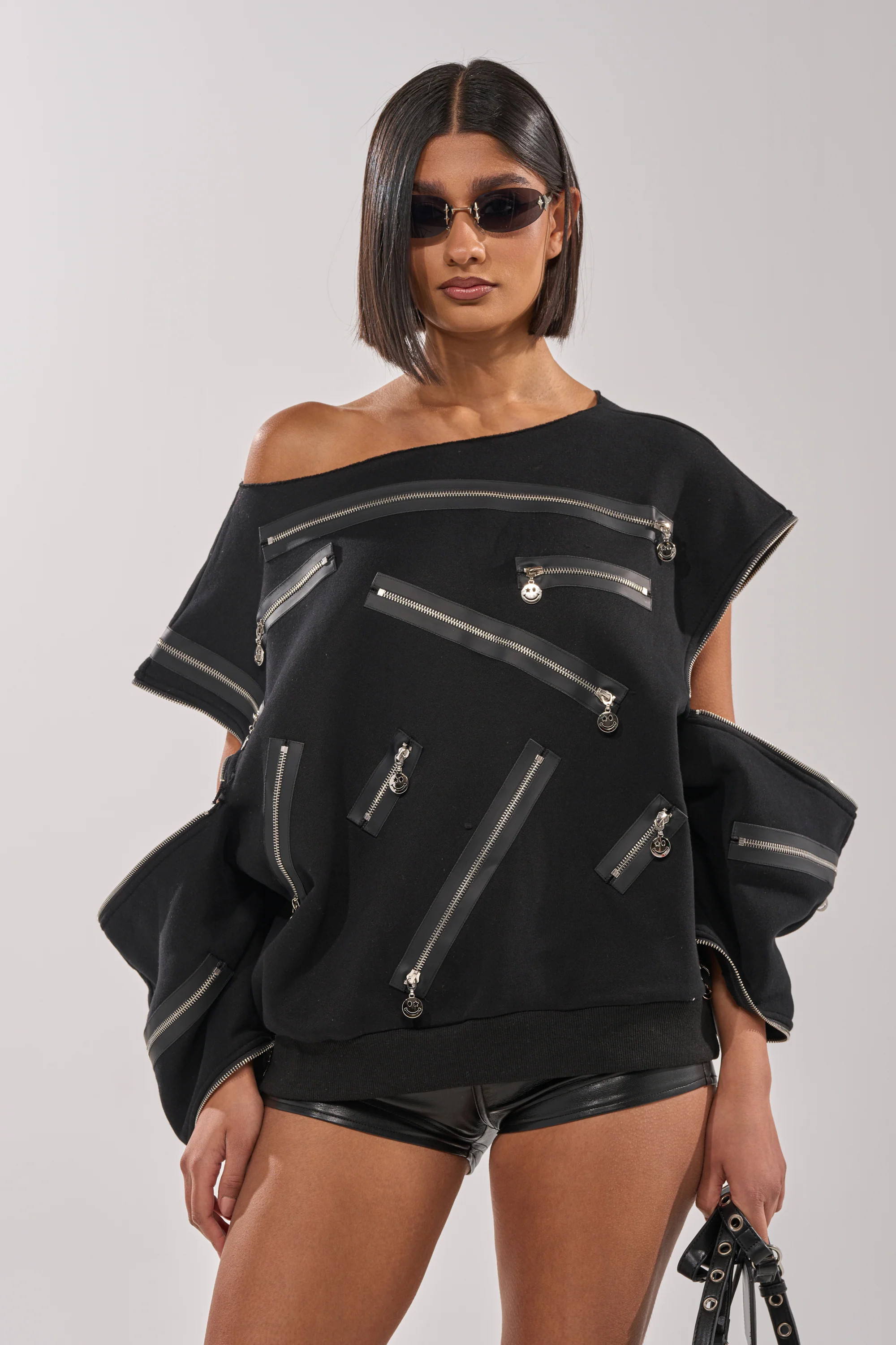 UN-ZIP ME OFF THE SHOULDER SWEATSHIRT | AKIRA