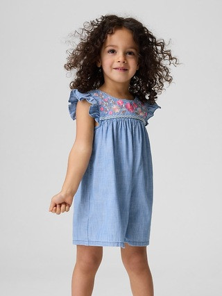 Baby & Toddler Denim Embroidered Yoke Romper | Gap (US)