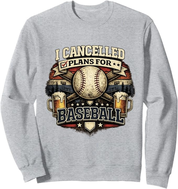 I Cancelled Plans For Baseball Vintage Retro Graphic Sweatshirt | Amazon (US)