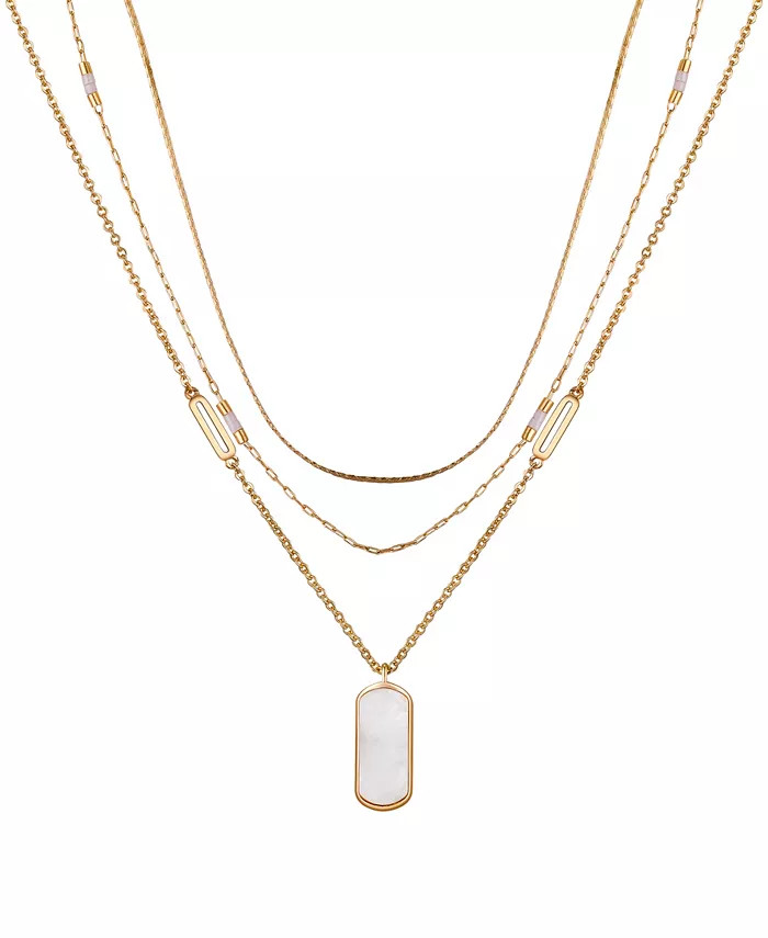 Mother of Pearl Dog Tag 3-Piece Necklace Set | Macy's