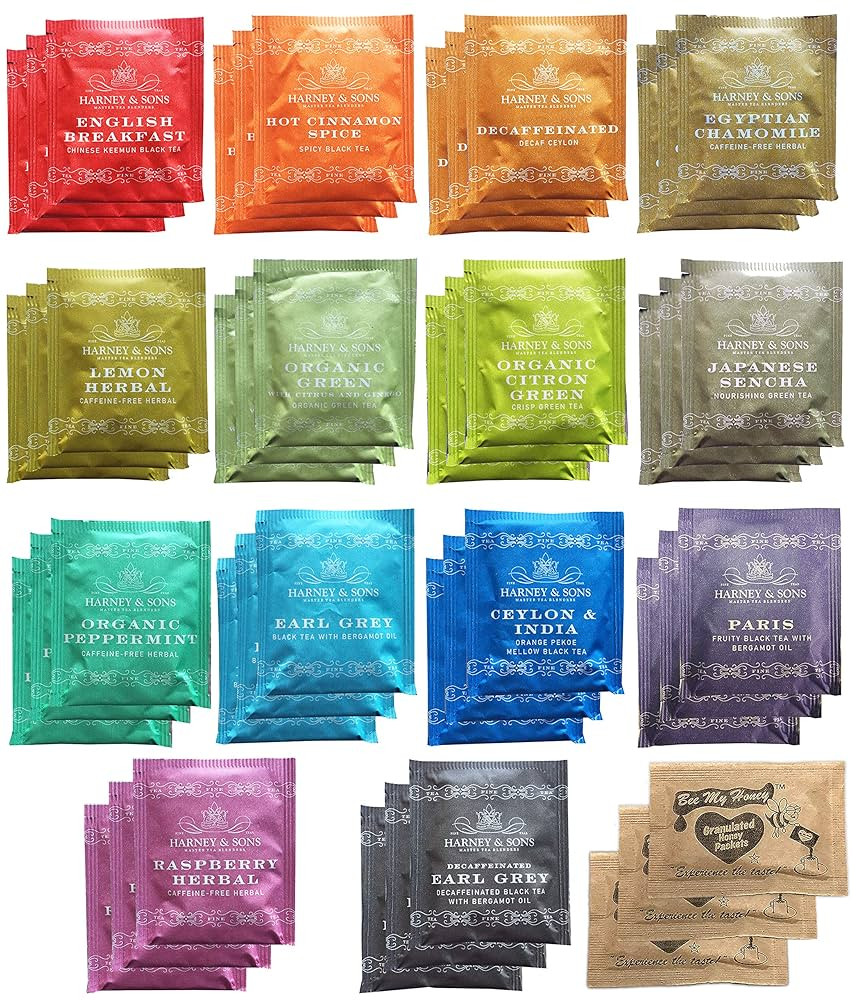 Harney & Sons Assorted Tea Bag Sampler Bundle 42 Count With Honey Crystal Packs Great for Birthda... | Amazon (US)