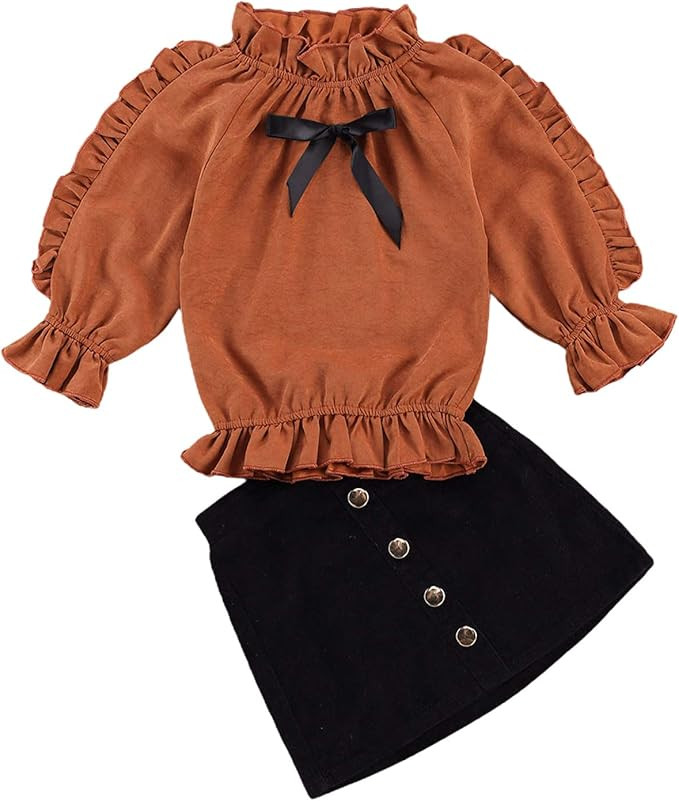 Toddler Girl Clothes Long Sleeves Top + Skirt Set Toddler Girl Spring Fall Winter Outfit Clothing | Amazon (US)