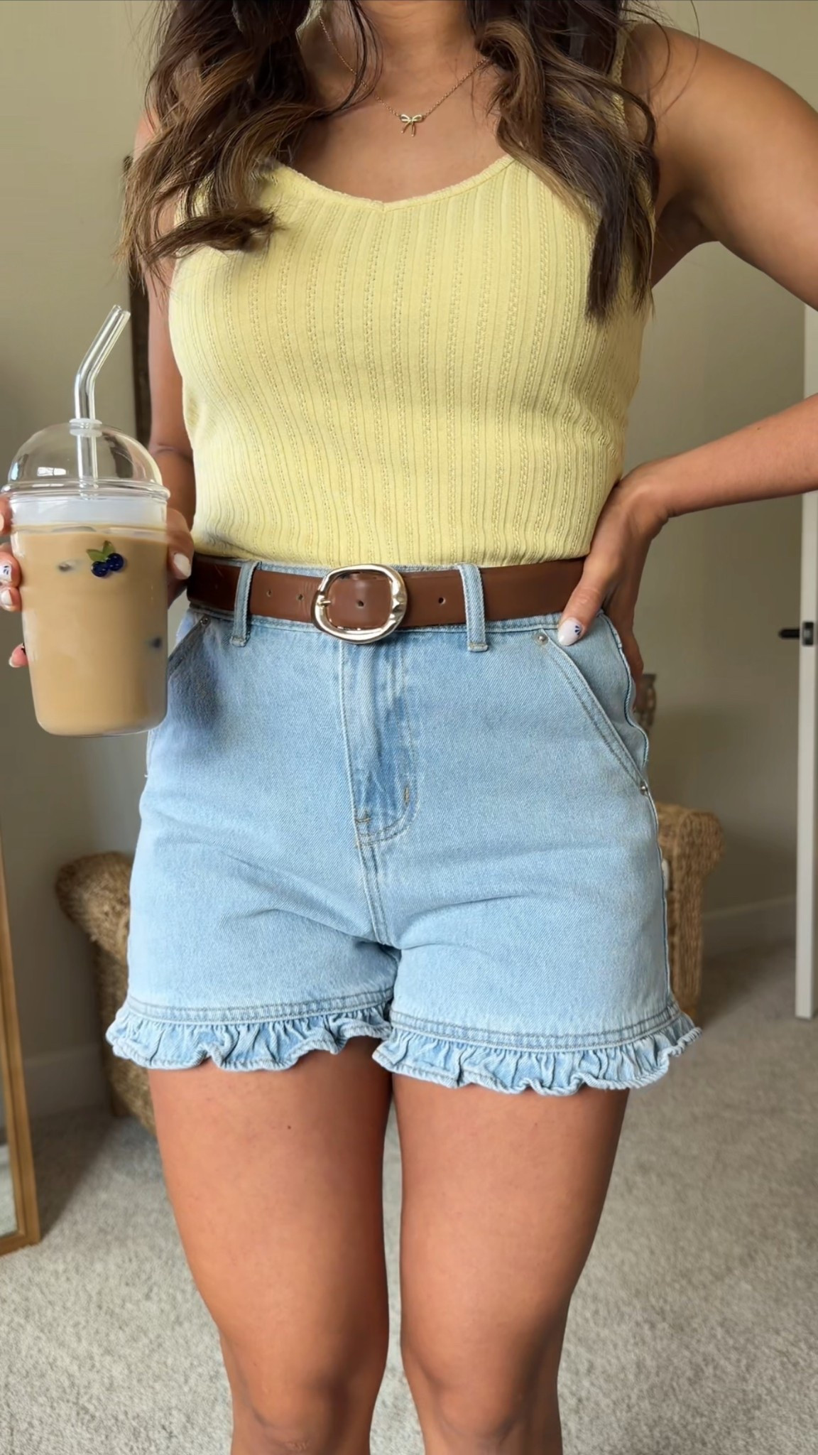 these ruffle denim shorts!! the star of the show 💛 

#LTKSeasonal