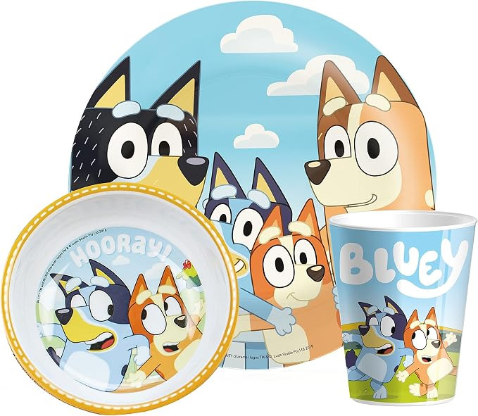 Zak Designs Bluey Kids Dinnerware Set Includes Plate, Bowl, and Tumbler, Made of Durable Melamine... | Amazon (US)