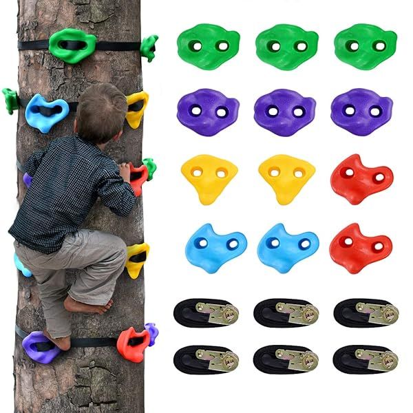 Newtion 18 Ninja Tree Climbing Holds and 6 Ratchet Straps for Kids and Adult Climber,Kids Climbing R | Amazon (US)