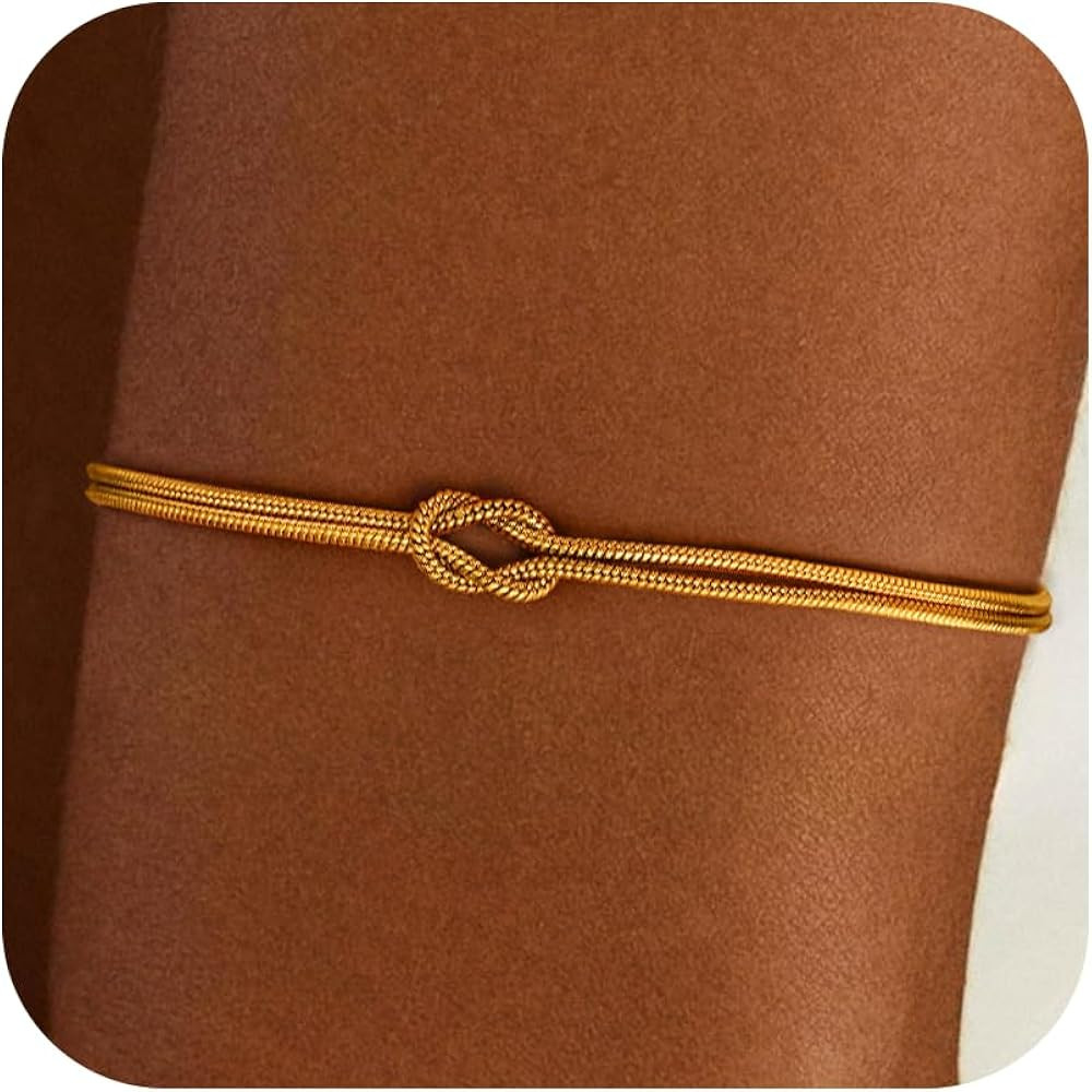 Gold Knot Bracelets for Women Trendy -14K Gold/Whited Gold Plated Knot Bracelets Dainty Gold Brac... | Amazon (US)