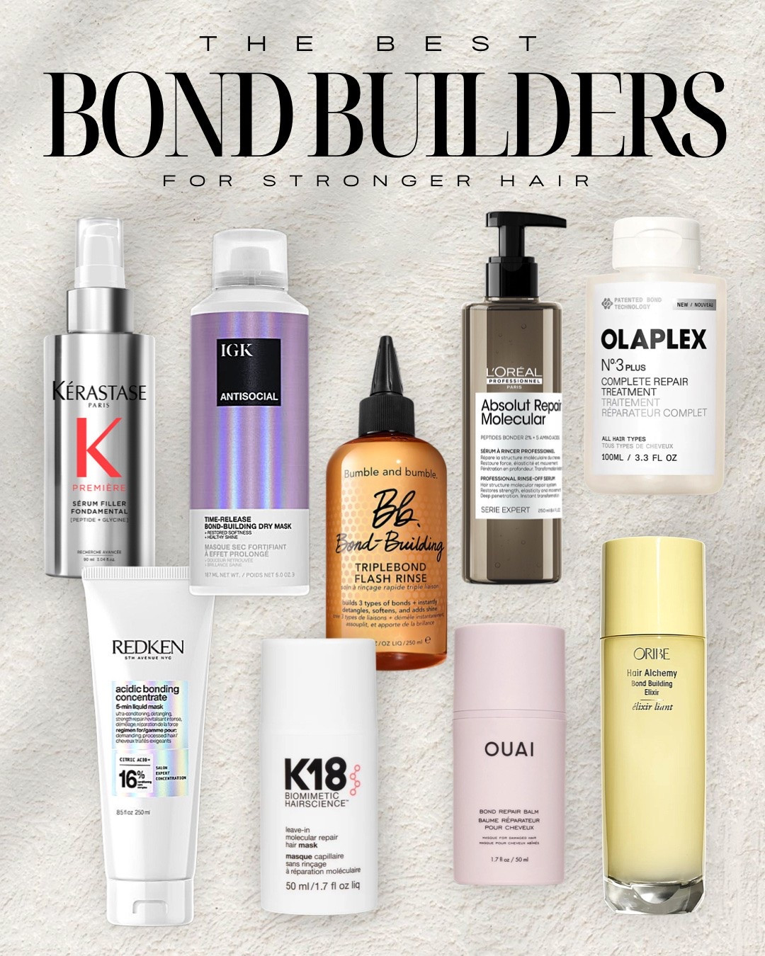 The best bond builders for damaged hair ✨ If your hair is bleached, color-treated, overprocessed, fragile or breaking, these are the bond repair treatments worth knowing about. From intensive repair masks to leave-ins and everyday strengthening treatments, these picks target chemical damage, heat damage + breakage while helping compromised hair feel stronger, smoother and healthier. Featuring K18, Olaplex, Redken, Kérastase, L’Oréal Professionnel, Bumble and bumble, IGK, OUAI + Oribe. Save this one for your next haircare restock 🤍

#BondBuilders #DamagedHair #HairRepair #BleachedHair #HairBreakage #FineHair #HealthyHair #BondRepair #HairCare

#LTKmomlife #LTKselfcare #LTKOver40
