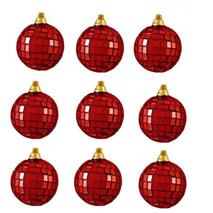 Northlight 9ct Red Hot Mirrored Glass Disco Ball Christmas Ornaments 1.5" (40mm) | Target