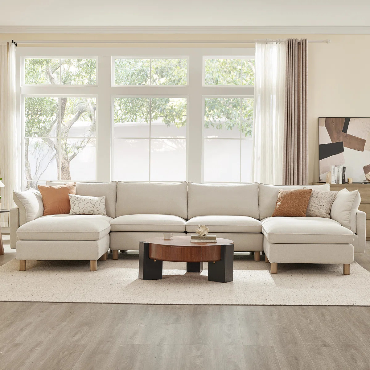 Solena  161.4" W 6-Piece Upholstered Modular Sectional  Sofa With Solid Wood Base | Wayfair North America