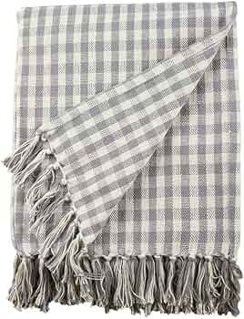 C&F Home Gray/Natural Gingham Check Gingham Throw Blanket Modern Blanket Soft Cozy for Couch Sofa... | Amazon (US)
