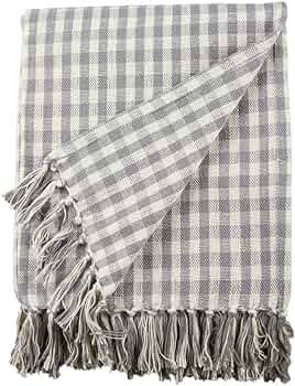 C&F Home Gray/Natural Gingham Check Gingham Throw Blanket Modern Blanket Soft Cozy for Couch Sofa... | Amazon (US)