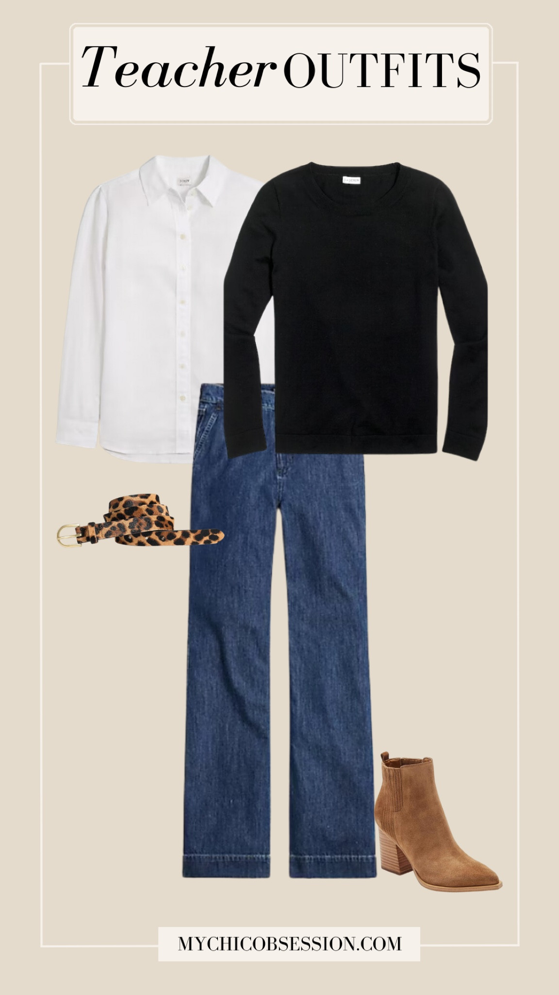 Looking for teacher outfits as you head back to school? This teacher outfit idea is fashionable and easy to wear!

white button down, jeans, sweater, ankle boots, leopard print belt 

#LTKBacktoSchool #LTKWorkwear