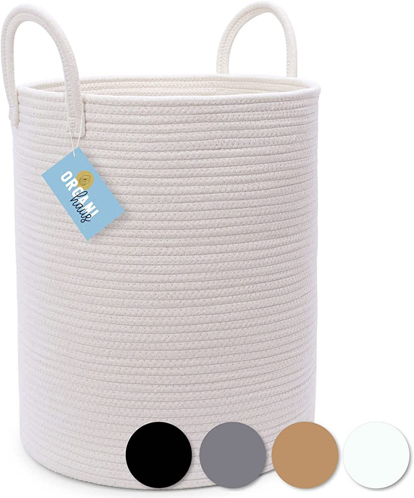 OrganiHaus XXL Rope White Basket | Blanket Storage for Living Room | Blanket Storage Basket & Dec... | Amazon (CA)