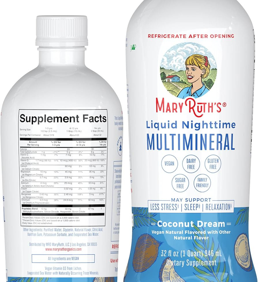 MaryRuth Organics Nighttime Liquid Multimineral Supplement | Sugar Free | Natural Sleep Support f... | Amazon (US)