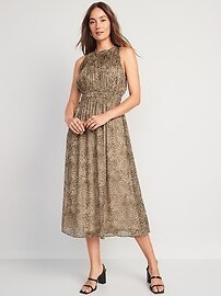 Fit & Flare Shirred Crinkled Maxi Dress for Women | Old Navy (US)